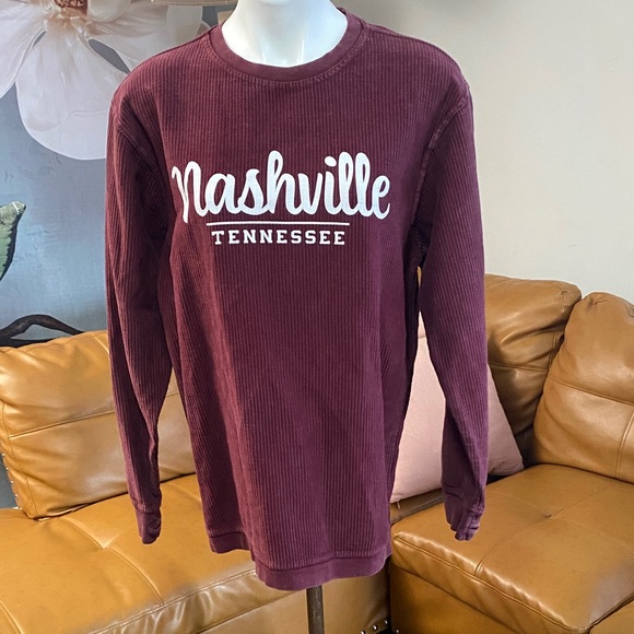 Royce Brand Tops - Unisex Burgundy Nashville Tennessee Ribbed Long Sleeve Shirt size Small EUC